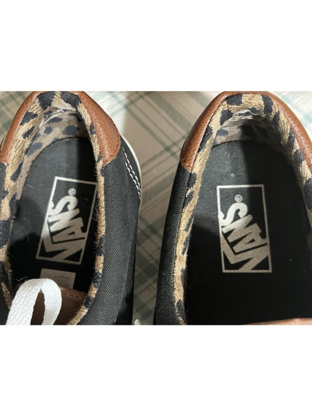 Vans Old Skool Trainers 8.5 Black Canvas Leopard Print Trim Lace Up Sneakers - Picture 11 of 11